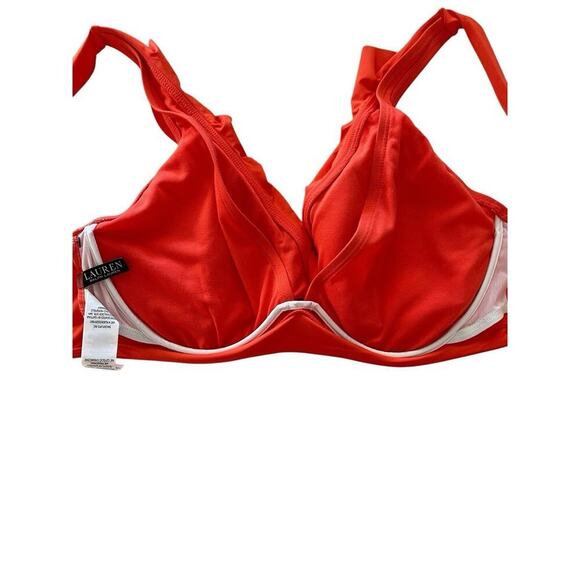 Lauren Ralph Lauren Beach Club Solid Ruffle Underwire Bikini Top Size 14 $90 - Picture 3 of 6